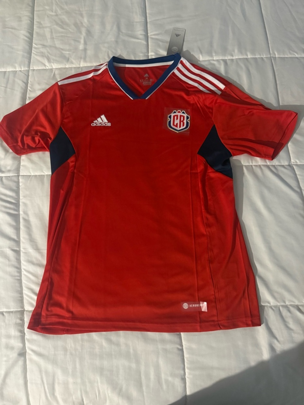 adidas Red Soccer Jersey with Navy Accents and CB Crest